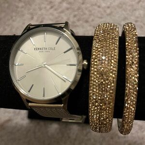 Kenneth Cole Silver Watch with Gold Bracelets